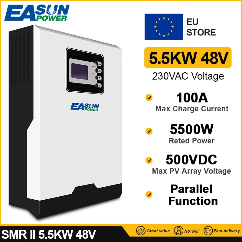 5.5KW Solar Inverter 500Vdc PV Input 230Vac 48V 100A MPPT Charger 5500W Pure Sine Wave hybrid inverter With Bluetooth | Обустройство