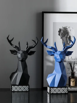

[COS] Nordic light luxury geometric deer head decoration home accessories ceramic animal head creative decoration crafts