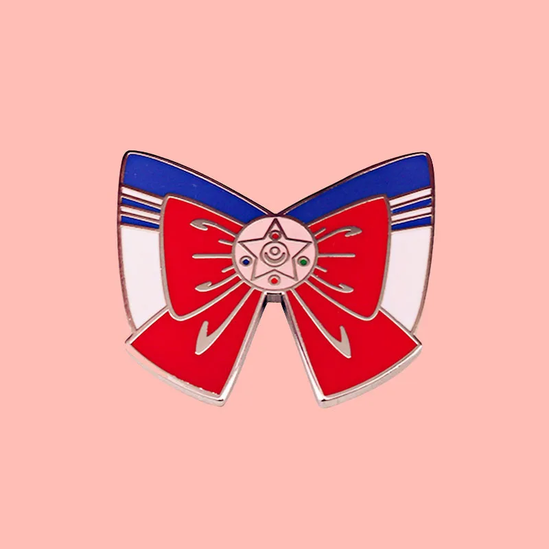 Эмалированная брошь с бантом Сейлор Мун Цукино Usagi Senshi булавки значки для