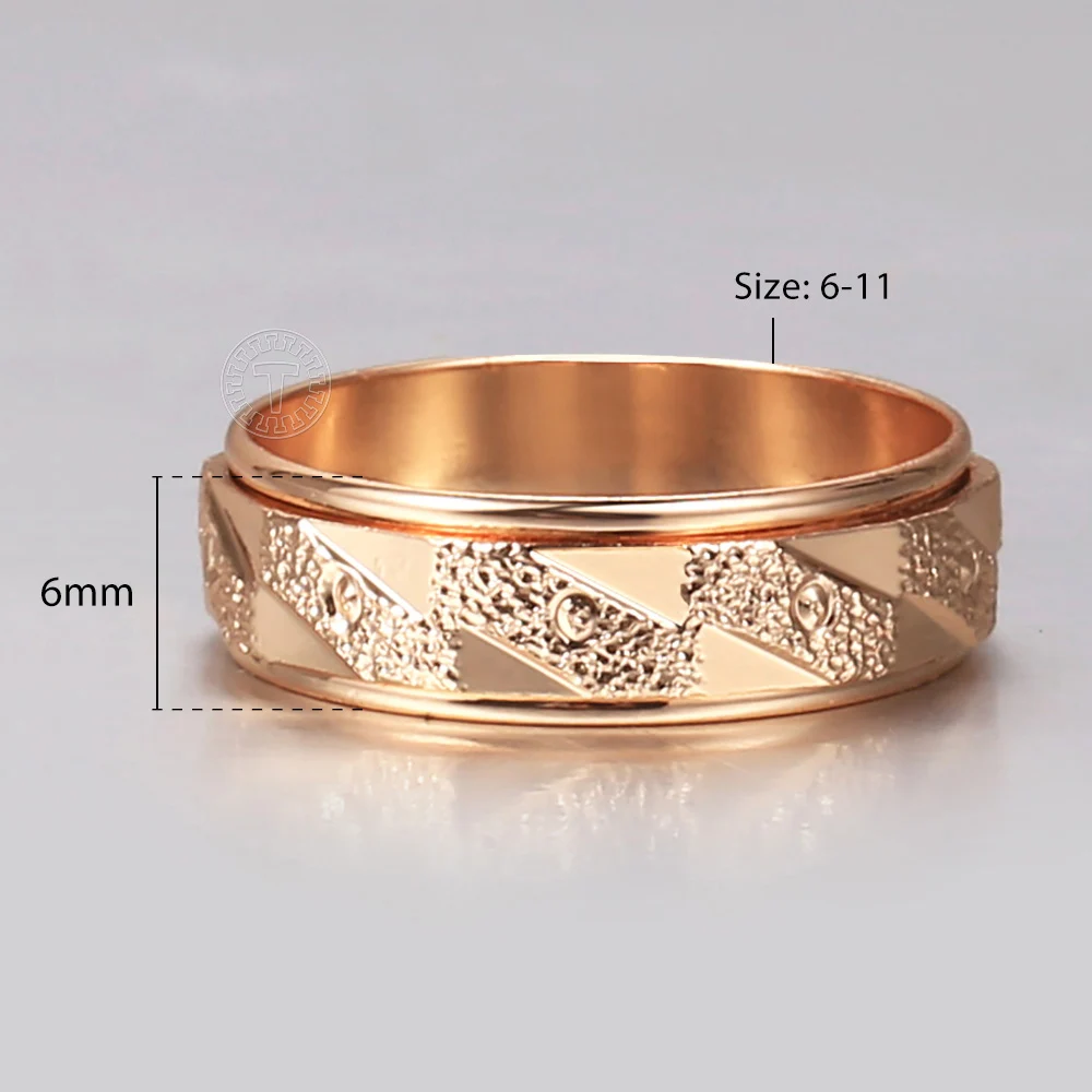 Rotatable Matte Engagement Anxiety Rings Spinner Rings 585 Rose Gold Color