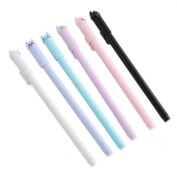 

80Pcs Creative Gel Pen Black Ink Cute Cartoon Animals Cat Tail Neutral Pen Student With Full Needle Pen Stationery Supplies