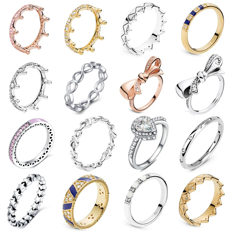 

Octbyna Silver&Rose Gold Classic Infinity Rings For Women Wedding Princess Crown Brand Ring Fashion Jewelry Anniversary Gift
