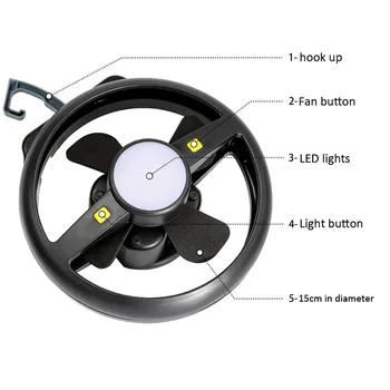 

Portable LED Camping Light With Ceiling Fan Tent Light 2-In-1 Hanging Lights And Fan For Outdoor Camping Emergency