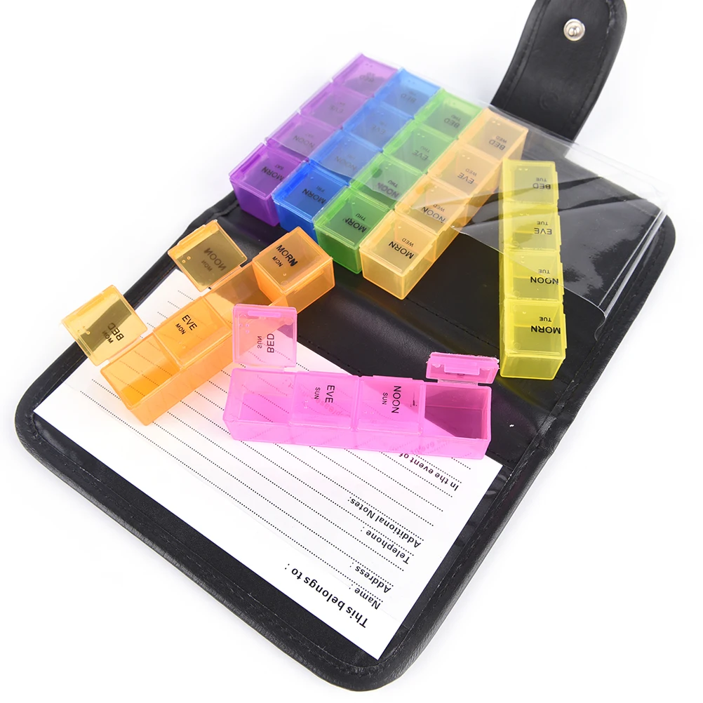 2 цвета Путешествия 7 дней еженедельно таблетки медицина коробка держатель планшета Органайзер 7 дней таблетки кошелек диспенсер