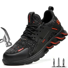 Мужская обувь со стальным носком; Мужская безопасная обувь с защитой от Разбивания и пирсинга; легкая дышащая дезодорирующая Рабочая обувь