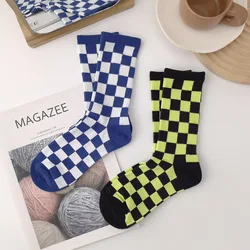 High Quality Sports Couples Socks Combed Cotton Cozy Breathable Absorb Sweat Mens Tube Socks Lattice Leisure Cotton Socks Female
