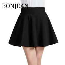 Bonjean плиссированные юбки для женщин Осенняя Нижняя плюс размер черная юбка женская мини юбка с эластичной талией Мини юбка BJ1781