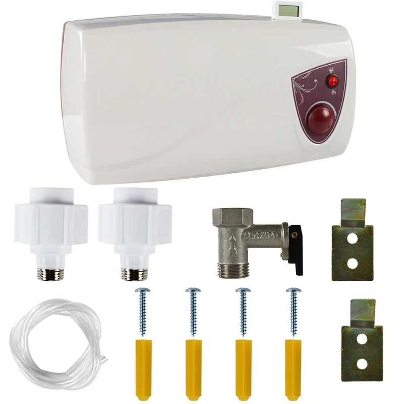 HEYRV Camper Parts DC 12V 300W / AC 220V 1000W 10L Bathroom White Electric Water  Heater