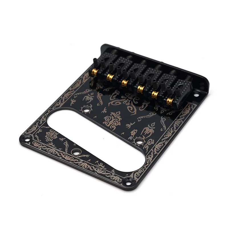 Black 6 Saddle Guitar Pickup Bridge With 6 Vintage String Guides for TL Electric Guitar Parts
