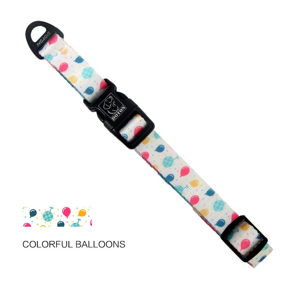 Colorful Balloons Ошейник для собак с индивидуальным принтом, разноцветный ошейник для домашних животных из полиэстера, регулируемый ошейник для средних и больших собак - Цвет: Colorful Balloons