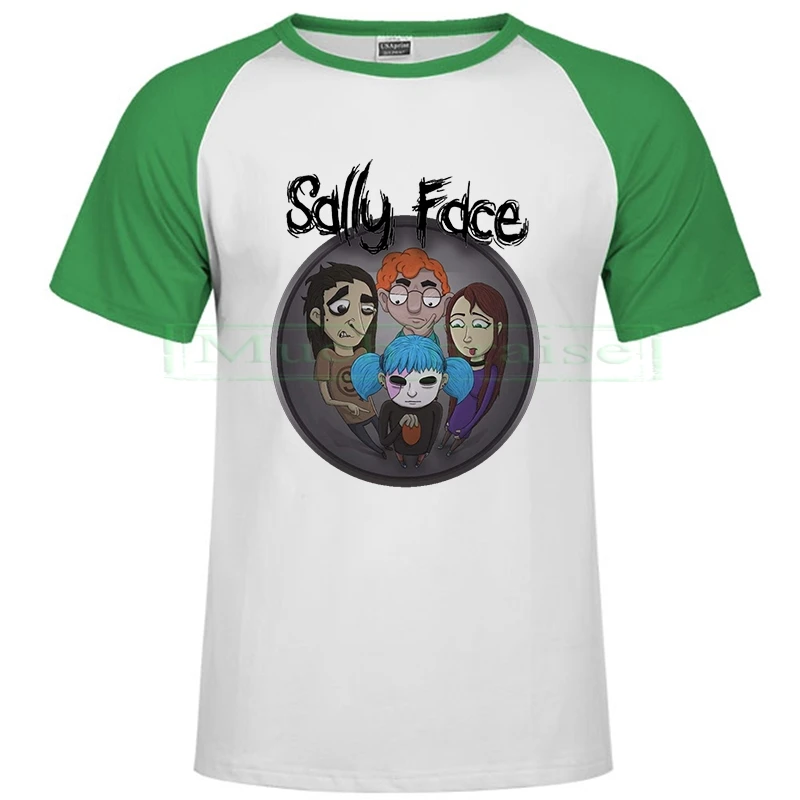 Летние мужские футболки Sally face Мужская модная футболка с мультяшным принтом Sally Face цельные повседневные футболки уличные Топы - Цвет: Raglan green 142