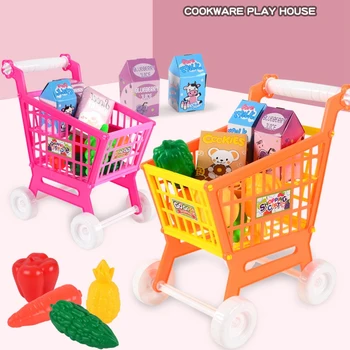 

Children's Shopping Cart Toys Children's Educational Supermarket Cart 21 PCS Role Play Toys