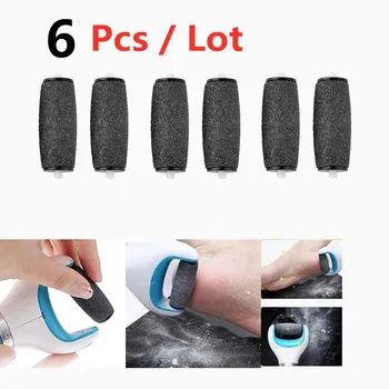 

6pcs Black Replacements Roller Heads For Pro Pedicure Foot Care Tool Scholls Feet Electronic Foot File Rollers Skin Remover