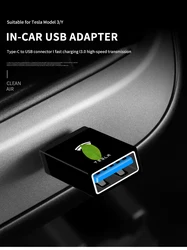 Adaptateur de chargement de voiture Type C vers USB 3.0, pour Tesla modèle 3 modèle Y X S 2021, pour MacbookPro Huawei Mini, accessoires d'intérieur Auto 