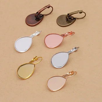 

50pcs/lot Copper Ear Hook Earrings Settings Water Drop Cabochon Base DIY Earring Accessories