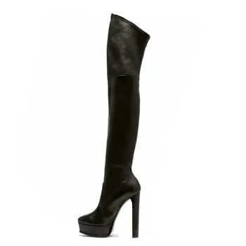 

YECHNE Winter Women Dij High Laarzen Sexy Woman High Hook Shoes Plus Size 33 43 Black Mode Sexy Over the Knees Laarzen 2018