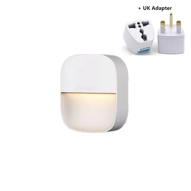 Add UK Adapter Xiaomi Yeelight квадратный датчик с регулируемым освещением ночник потребление AC220V настенный светильник аварийный для спальни, прихожей дома - Цвет: Add UK Adapter