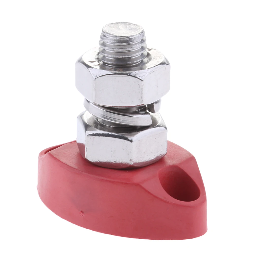 5/16 inch 8mm Single Stud Junction Post - Heavy Duty Positive Power Distribution Block - Red - Stainless Steel