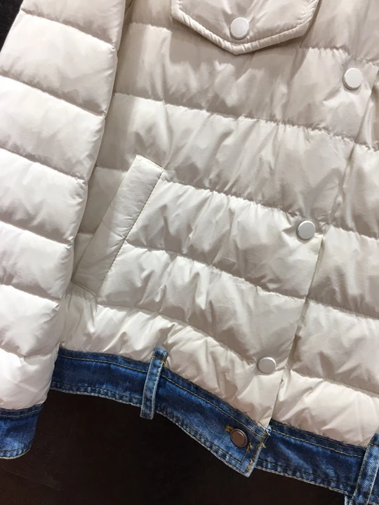 The new autumn and winter women's denim stitching side quilted jacket 1104