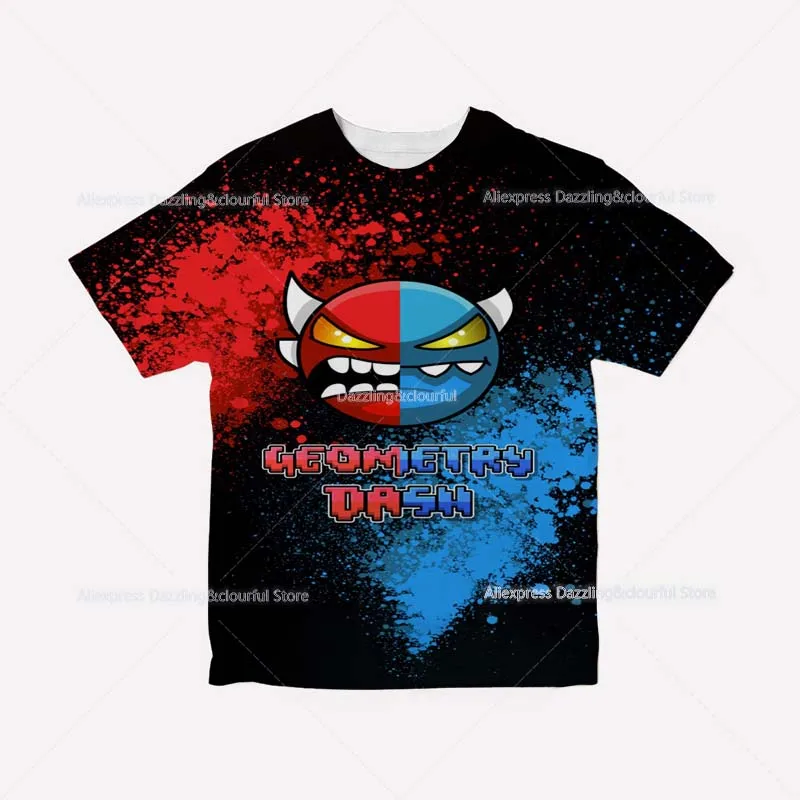 Funny Hot Game Geometry Dash Tshirt Men Tops Tee Teenager 3D Anime T-shirt  Streetwear O-Neck T Shirt Mens Clothing Harajuku - AliExpress