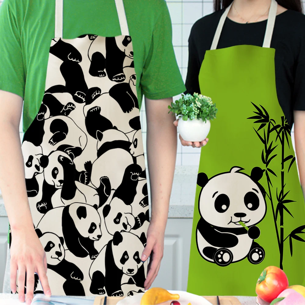 Silstar Tex Cute Panda Apron Kitchen For Kids Woman Linen Apron Solid Color Carton Waterproof Garden Beard Haircut Hot Sale