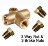 Car 3 Way T Piece Brake Pipe Connector With 3xM10 Male Nut Short Metric Copper Car Accessories For 3/16