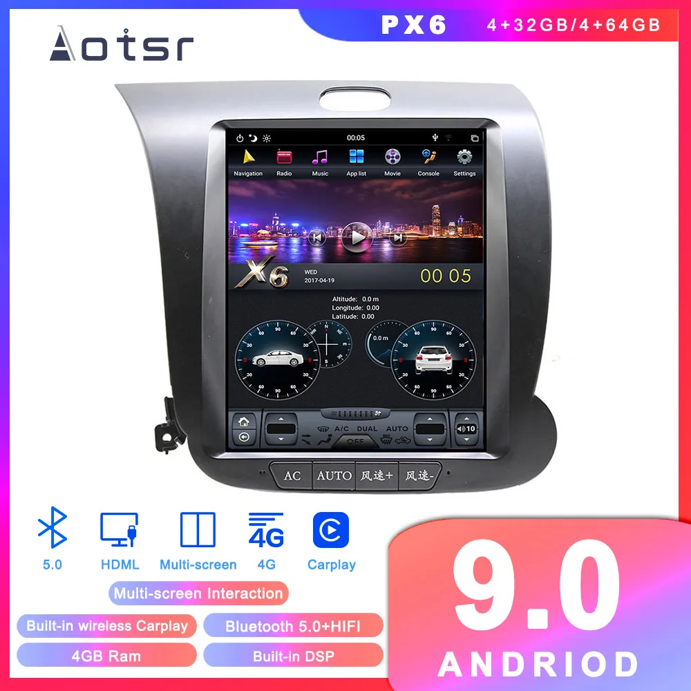 PX6 Android 9,0 Tesla стиль автомобильный dvd-плеер gps навигация для KIA K3 2013- Авто Радио стерео Мультимедиа Плеер головное устройство