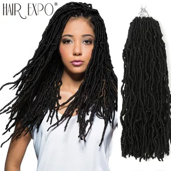 

18inch Goddess Faux Loc Crochet Hair Synthetic Soft Messy Boho Ombre Braiding Hair Extension Natural Look Nu Locs Hair Expo City