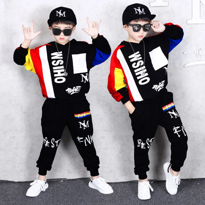 

Autumn Fashion Girls Boys Clothing Sets Long Sleeve Letter Print Hoodies Tracksuits 2pcs Children Clothes For 7 8 10 12 14 Years