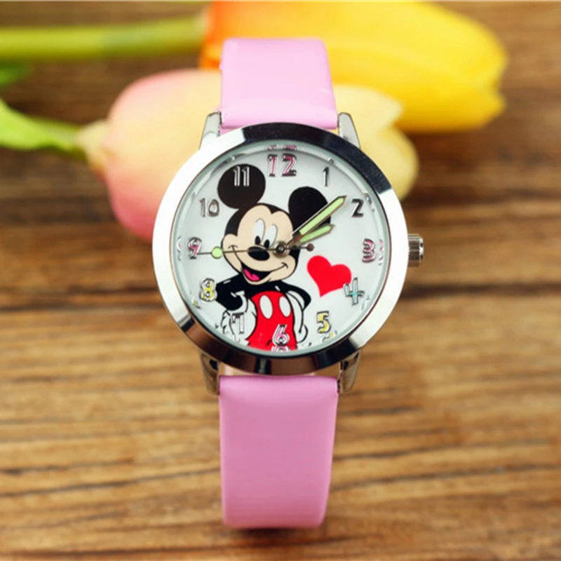 New Disney Mickey Mouse Kid S Watch Student Fashion Quartz Belt Watchs Cartoon Anime Figure Girls Watches Children S Gifts Aliexpress