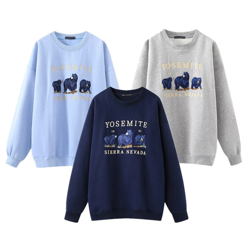 

UNUTH Women Fashion Sweatshirt Embroidery Loose 2022 Spring Ladies Streetwear Pullover Vintage Girls Chic Sweatshirts Fleece