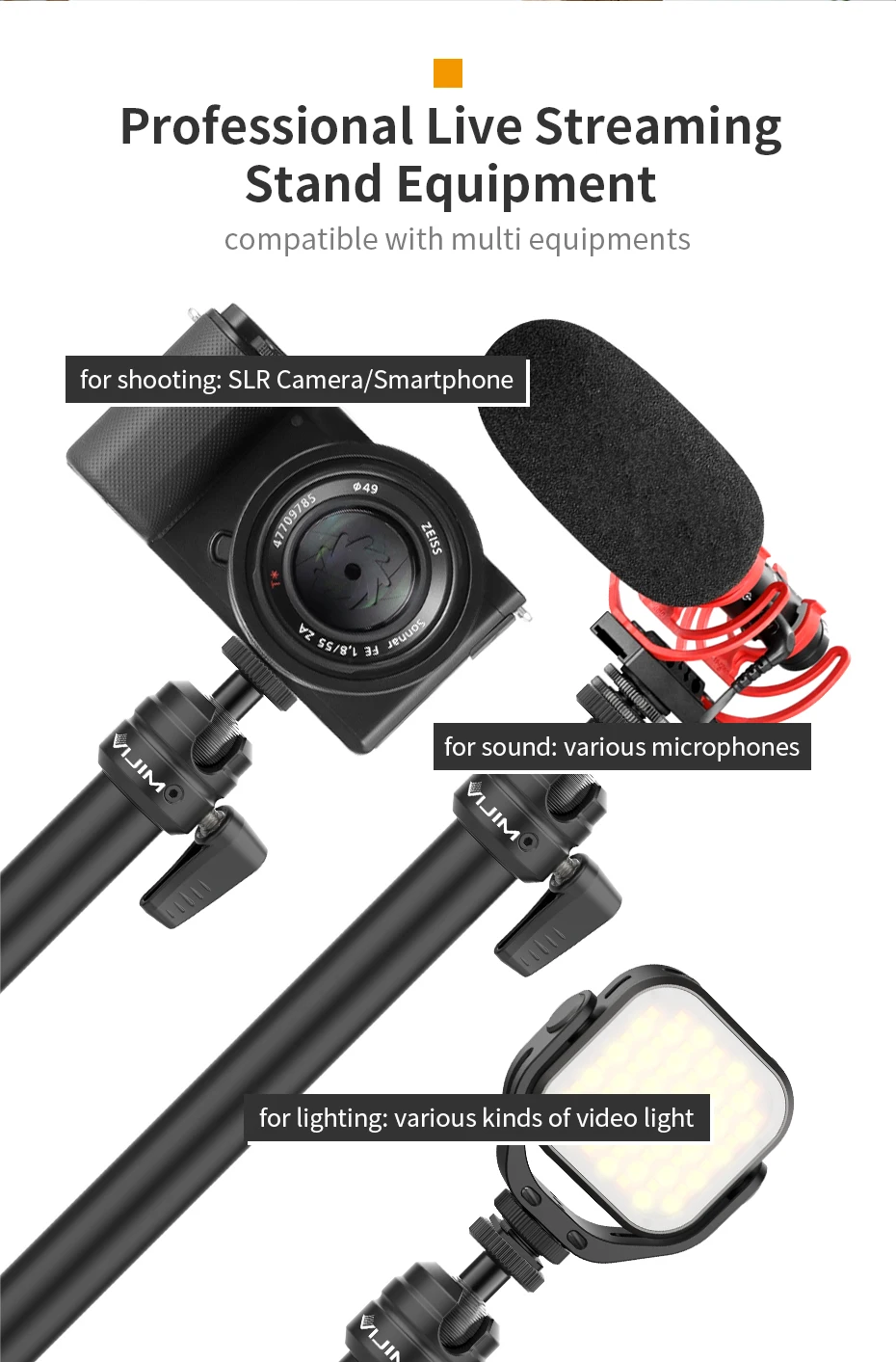 Description Picture 6 of itemVIJIM LS01 LS02 LS04 LS06 LS08 Extend C Tripod Clamp 90cm Desk Stand Live Boom Arm Ball Head for Ring Light SLR Smartphone Gopro