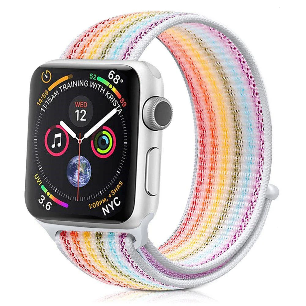 Rainbow Stripe Нейлоновый ремешок для Apple Watch series 5 44 мм iwatch 42 мм ремешок 38 мм 40 мм iwatch sreies 4 3 2 pulseira браслет ремешок для часов - Цвет ремешка: Rainbow Stripe