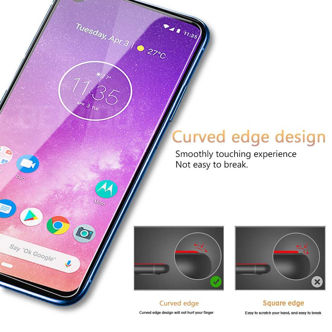Полное закаленное стекло для Motorola One экшен стекло протектор экрана 2.5D 9h закаленное стекло для MOTOROLA ONE экшен пленка