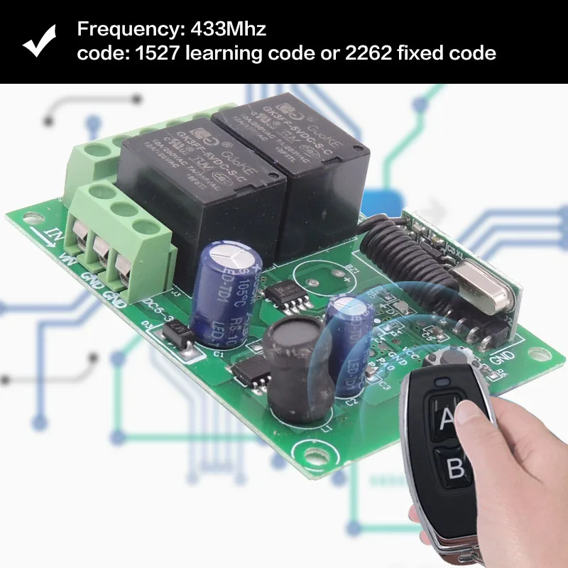 transmissor para portões de garagem e portões, 433mhz