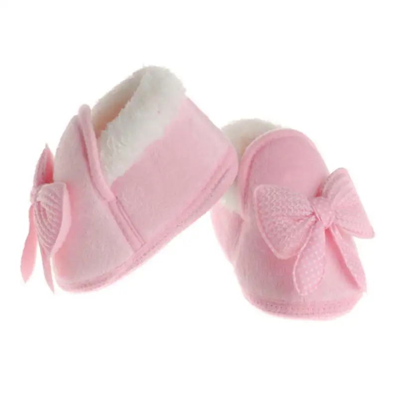 Зимняя Теплая обувь для новорожденных девочек; обувь для первых шагов; милая обувь для малышей на мягкой резиновой подошве; нескользящие зимние ботинки для малышей; пинетки