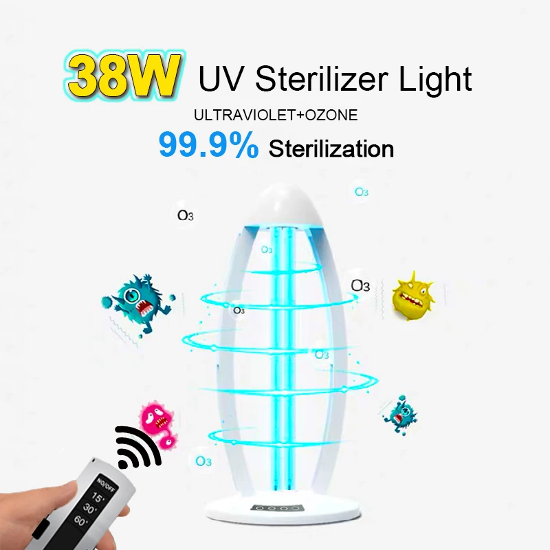 

Uv Sterilization Lamp Light With Remote Control Ozone Function Double Sterilization Disinfection Sterilizing Lamp 1 Pcs