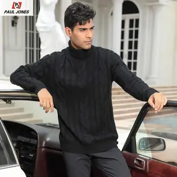 

PAUL JONES Men's Slim Fit Turtleneck Sweater Twisted Knitted Thermal Pullover Winter Long Sleeve Jumpers Casual Knitwear PJ0252