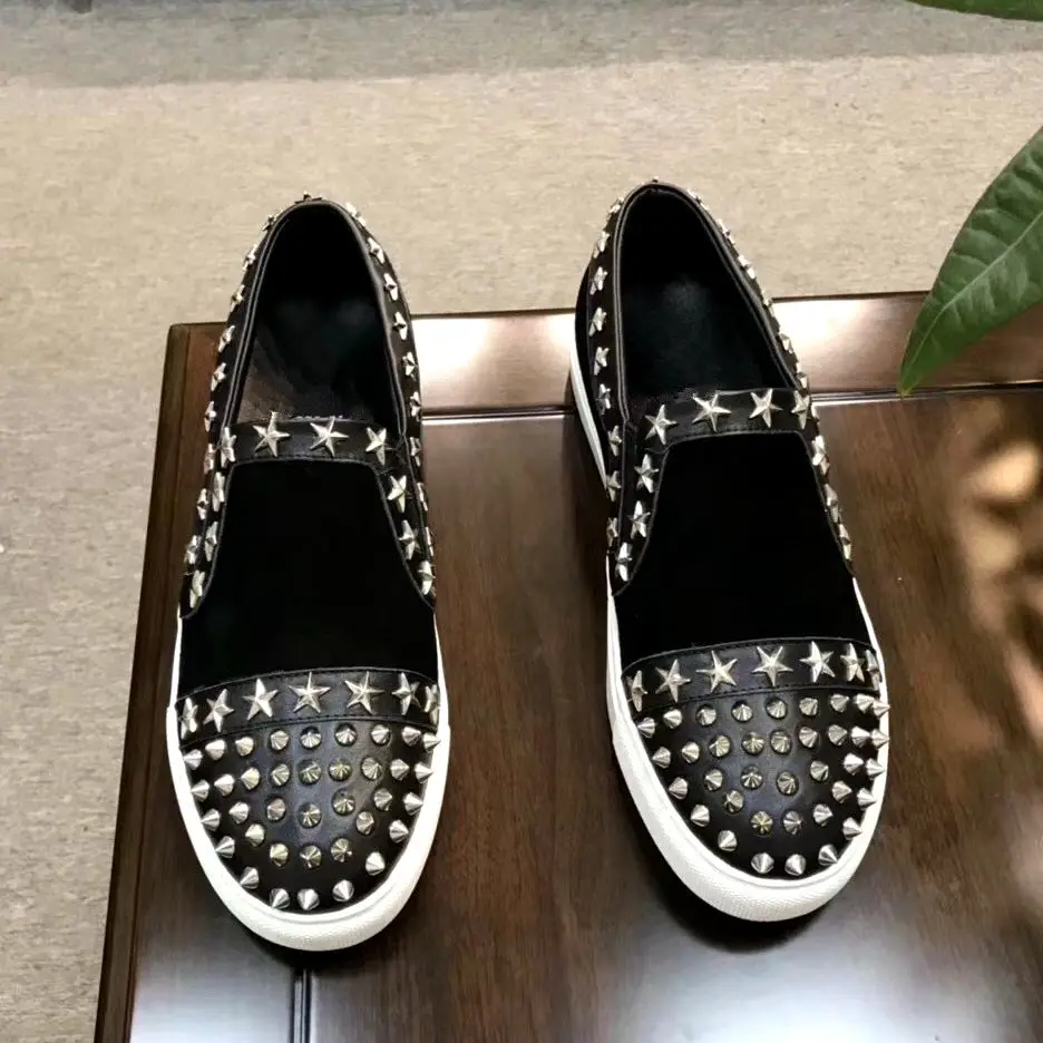 Brand men shoes 2021 New Fashion breathable comfortable loafers luxury Spikes men's flats casual | Обувь