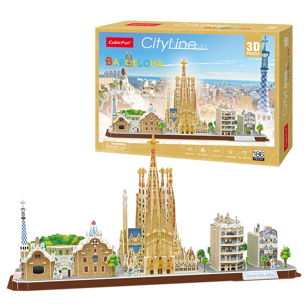 CubicFun Puzzles Barcelona Cityline Model National Geographic Jigsaw Building Kits STEM Toys for Adults Kids