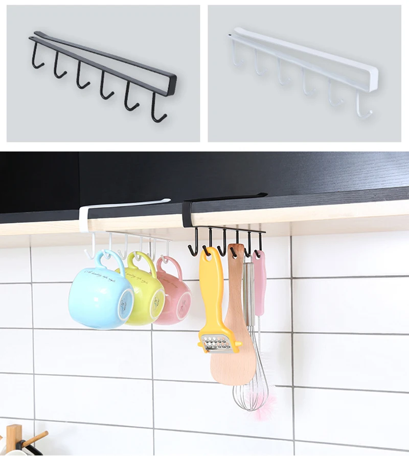 Kitchen Storage Rack Nail-free Hanger Hook for Wardrobe Cupboard Cup Hanging Hooks Holder Kitchen Accessories Organizer Holder