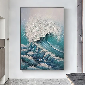 

Hand-painted Oil Painting Abstract Waves Of large-size Home Office Entrance Decorative Painting Modern Paintings Of high-end Atm