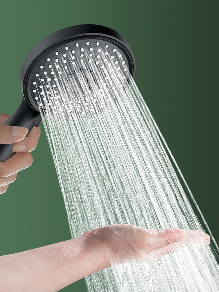 

High Pressure Shower Head Black Baking Paint Bathroom Water Saving Rainfall Hand Hold 3 Water Outlet Modes Shower Spray Nozzle