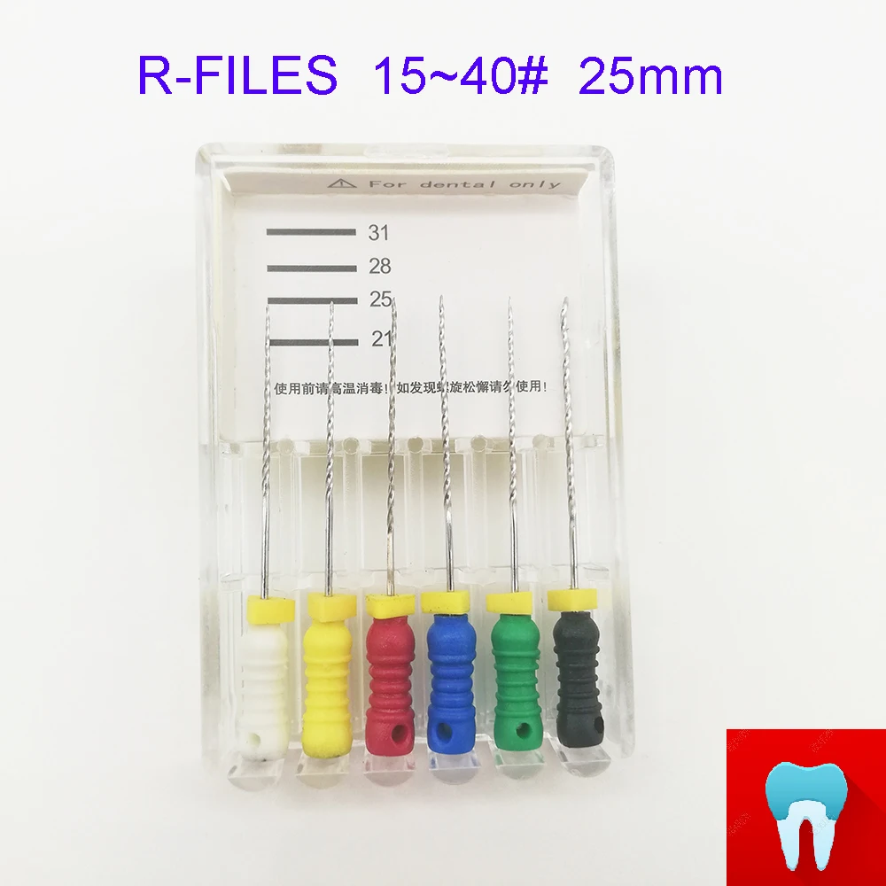 6 шт. 15~ 40#25 мм зубные ПроТейпер файлы корневого канала стоматолога материалы Стоматологические инструменты ручного использования из нержавеющей стали R файлы