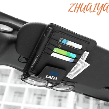 

1 Piece Eye Glasses Card Pen Holder Clip Car Styling Car Accessories Sun Visor Sunglasses For LADA logo Priora Sedan sport