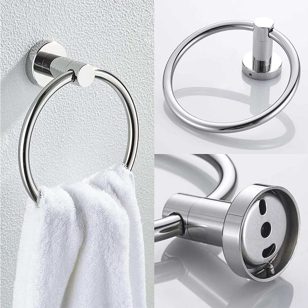 TAICUTE Towel Holder Ring Sets Wall Mount Toilet Paper Roll Holder Stainless Steel Bathroom Accessories Sets
