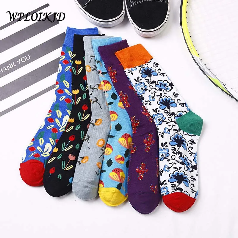 WPLOIKJD Autumn Winter Creative Japanese Harajuku Personality Tide Funny Socks Decorative Pattern Cotton Couples Skarpetki | Женская