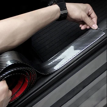 

Trucks Sill Protector Trunk Black Accessories Parts Sticker 4D Carbon Fiber Rubber Guard Protector DIY