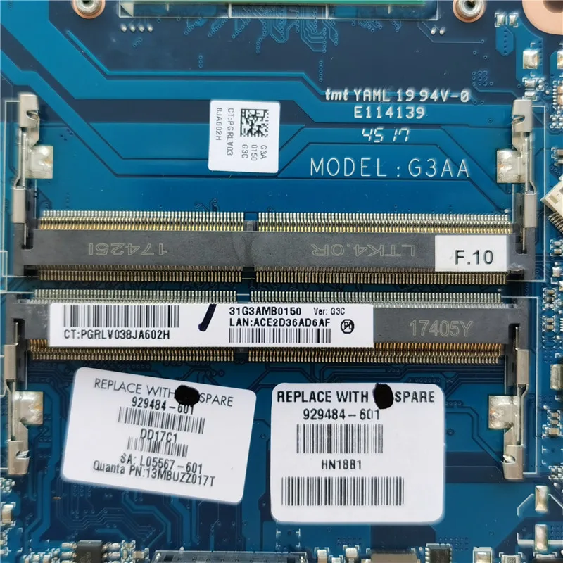 Для hp двумя способами; женские 15-CE 15-CE001TX TPN-Q194 Материнская плата ноутбука 929484-601 929484-001 аккумулятор большой емкости GTX 1050 2GB i5-7300 Процессор DAG3AAMBAG0