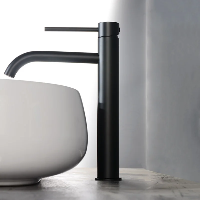 Bathroom Faucet Basin Faucet Cold And Hot Mixer Water Tap Deck Mounted Single Hole Handle Tall Style